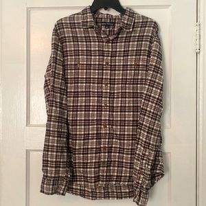 J. Crew Mercantile, size large, long sleeve flannel, brown and cream plaid